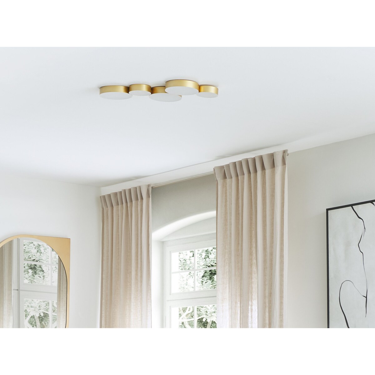 Lampa sufitowa LED 5-punktowa metalowa złota LUGA