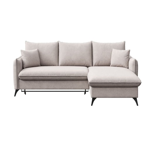 Brim Sofa narożna prawa z funkcją spania i pojemnikiem prawa jasnoszara