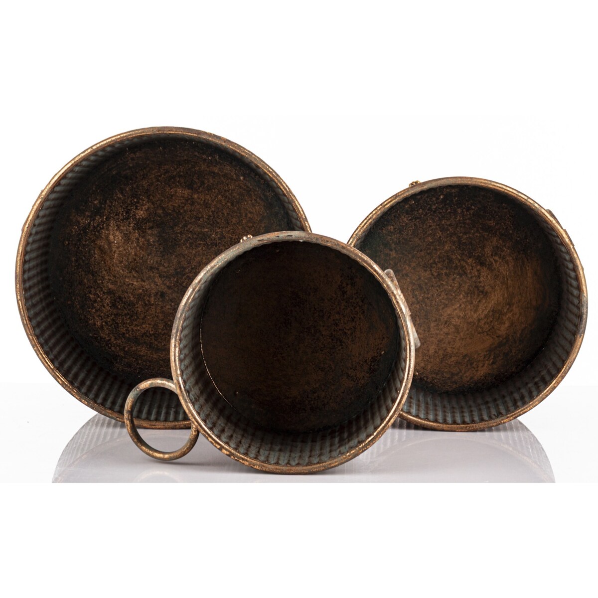 Osłonka metalowa 3 szt. 32x30,5 i 28,5x26 i 24x21,5cm UMMERO-2 patyna