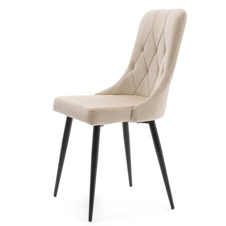Krzesło tapicerowane welurowe do salonu jadalni CAREN beżowe