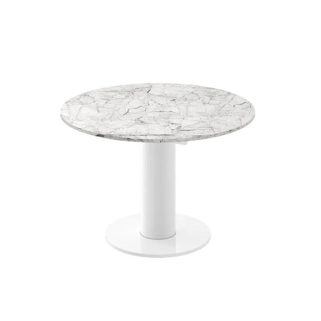 Stół rozkładany SOLO LUX 100(144)x100 biały marmur venatino/biały połysk