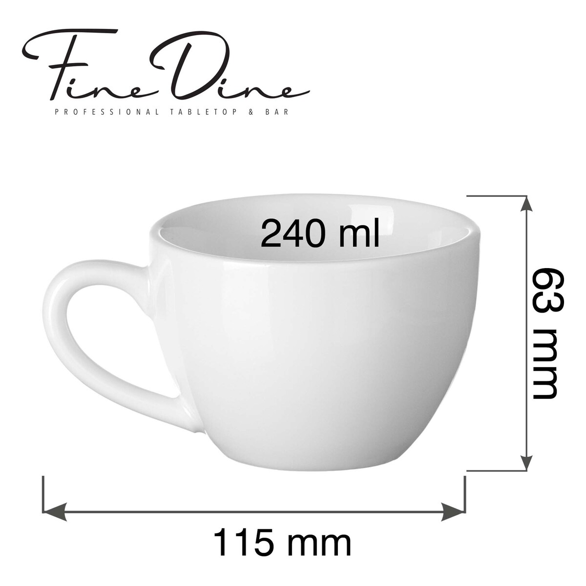 Filiżanka elegancka cappuccino Pure Bianco, 240ml