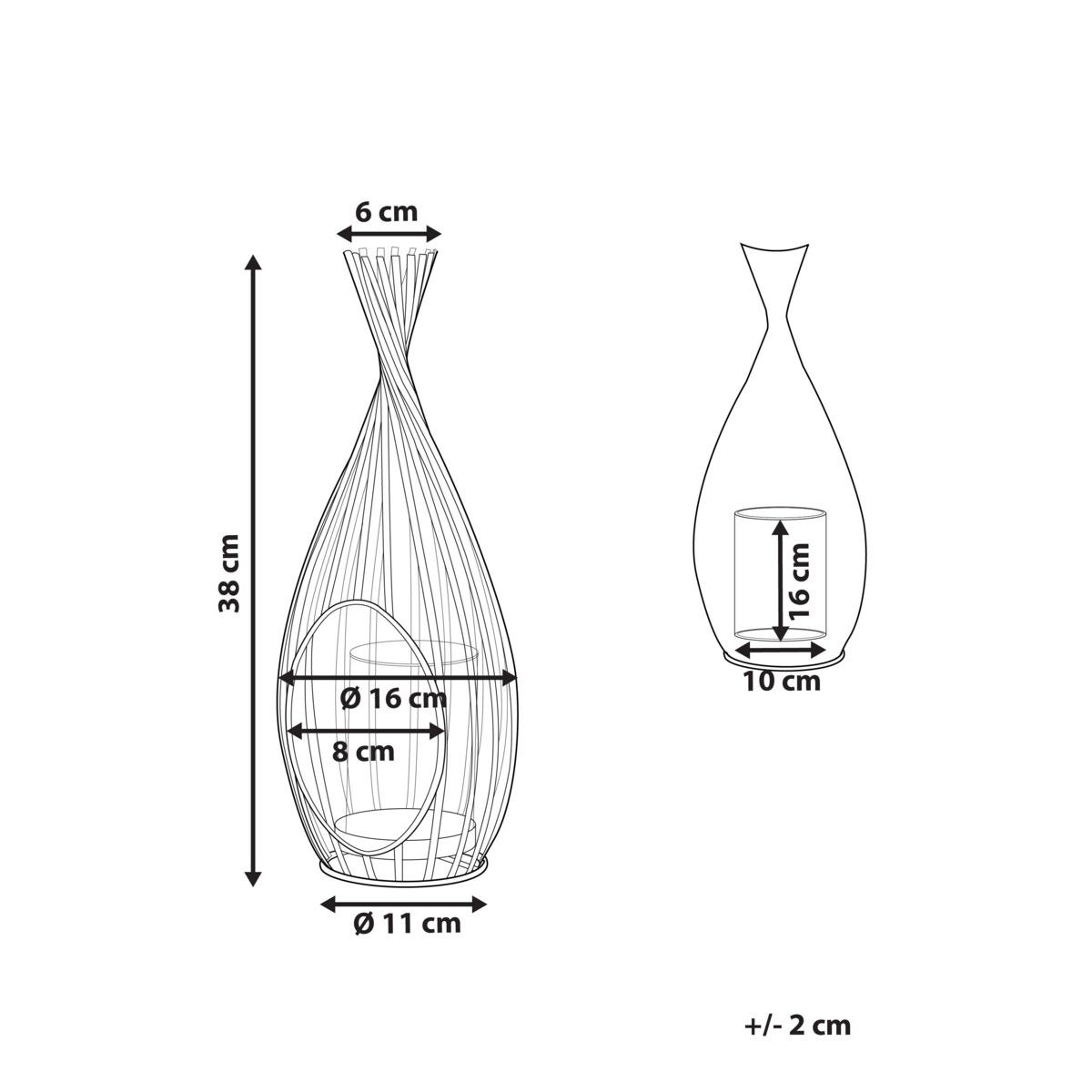 Lampion metalowy 38 cm czarny LOMBOK