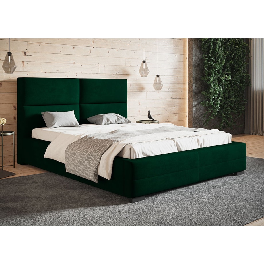 Łóżko tapicerowane 160x200 BEN 3- butelkowa zieleń