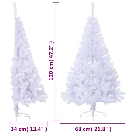 vidaXL Sztuczna choinka ze stojakiem, połówka, biała, 120 cm, PVC