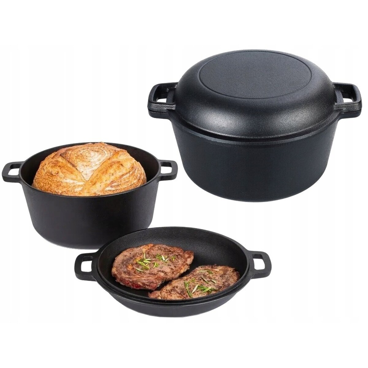 Garnek żeliwny 2w1 4.5L 26cm indukcja gaz ciężki KRISBERG