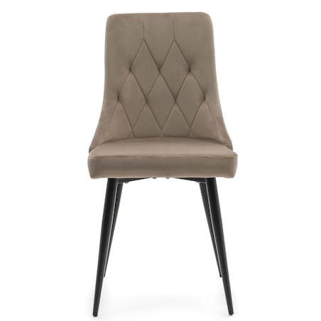 Krzesło tapicerowane welurowe do salonu jadalni CAREN ciemnobeżowe