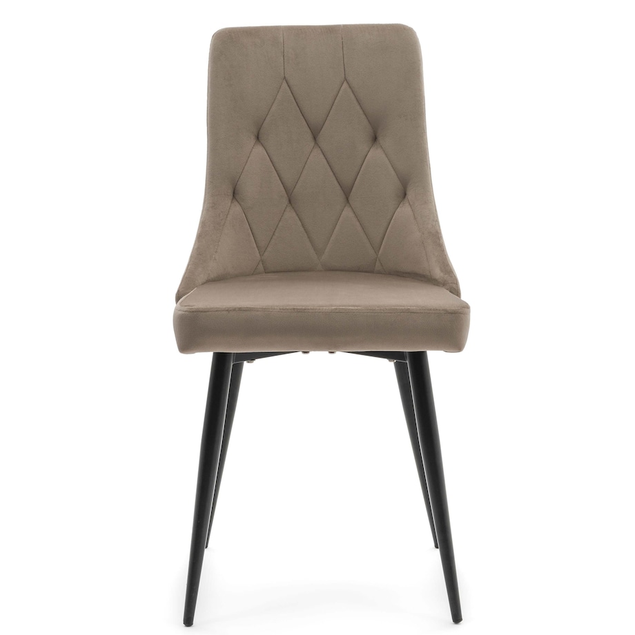 Krzesło tapicerowane welurowe do salonu jadalni CAREN ciemnobeżowe