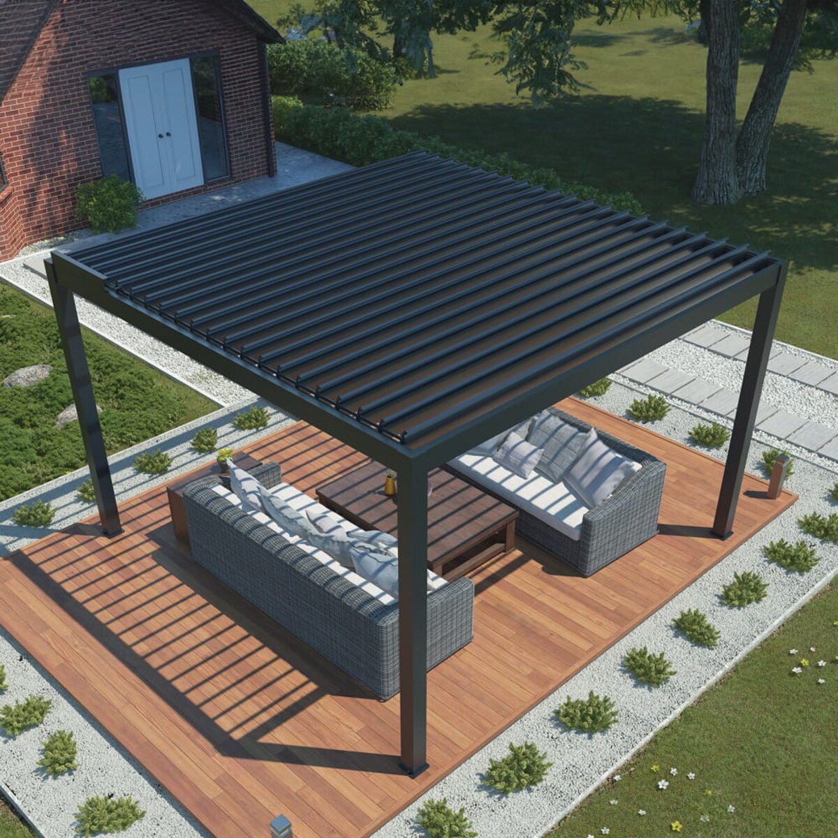 Pergola ogrodowa elektryczna Luxe 3x4m LED antracytowa