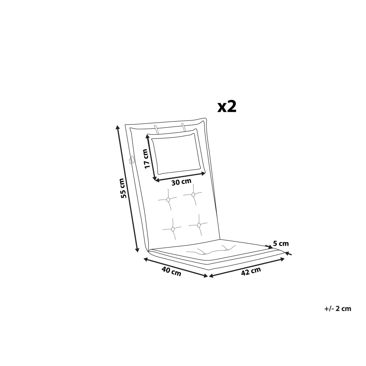 Zestaw 2 poduszek na krzesła ogrodowe szary MAUI