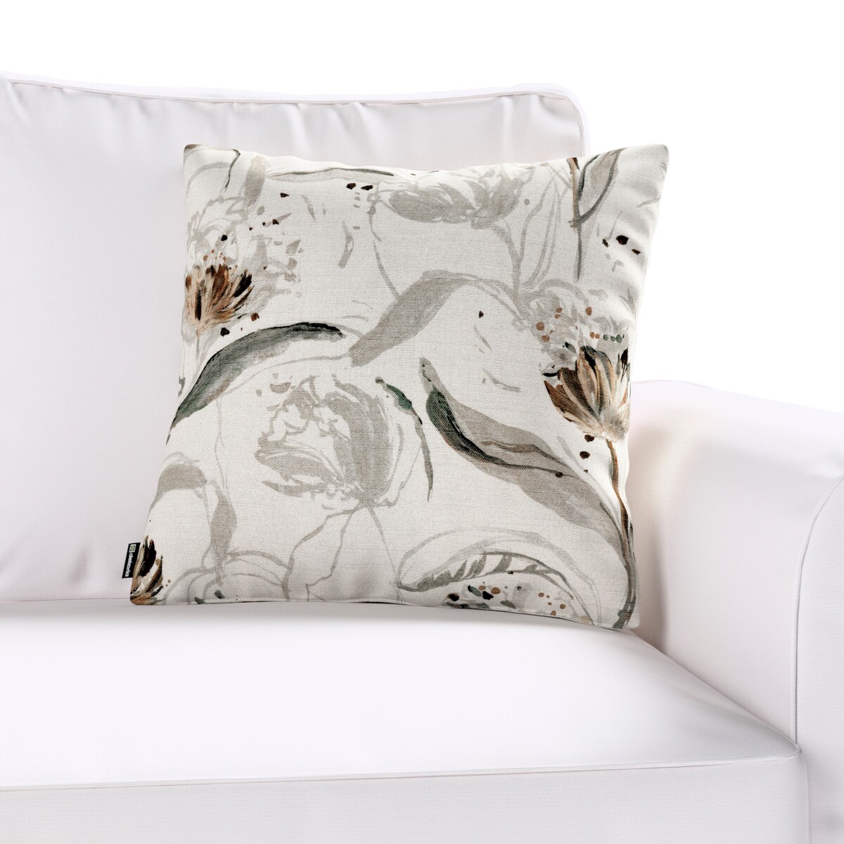 Poszewka Kinga na poduszkę 50x50 kwiaty na jasnoszarym tle