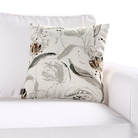 Poszewka Kinga na poduszkę 50x50 kwiaty na jasnoszarym tle