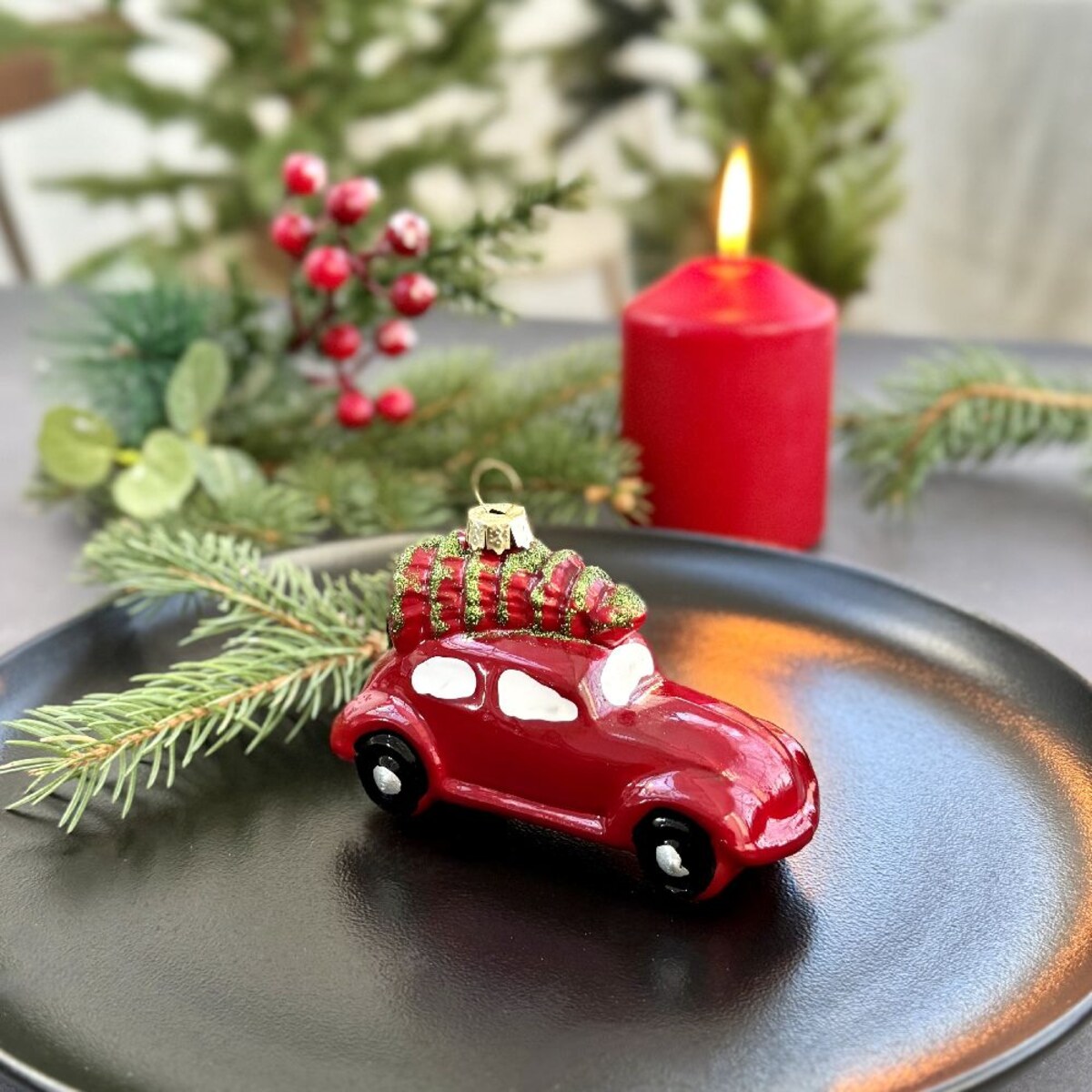 VILLA ITALIA Bombka AUTO czerwone 10 cm