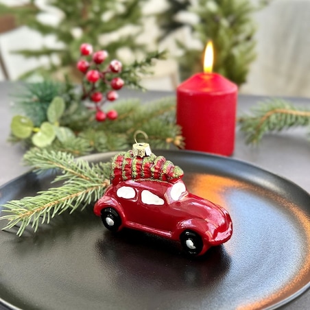 VILLA ITALIA Bombka AUTO czerwone 10 cm
