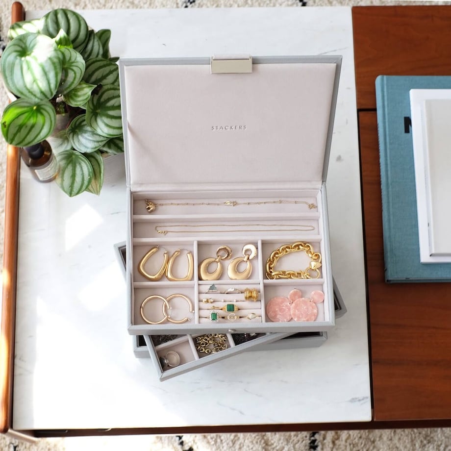 Szkatułka na biżuterię Stackers potrójna classic kamienna szarość