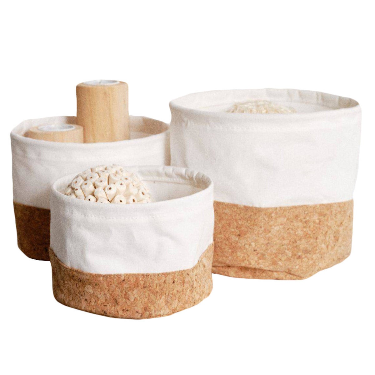 Kosze do przechowywania Simplicity, korkowa podstawa, 3 pojemniki