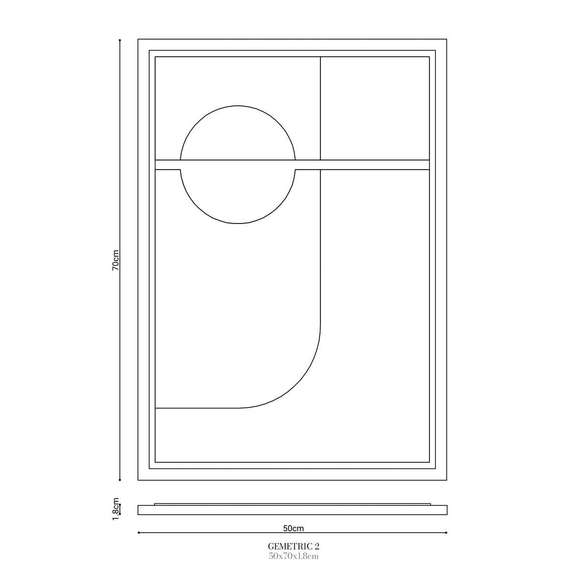 Obraz 3D 50x70cm Geometric II – Dekoracja Ścienna z Tynku Naturalnego, Natural Cream Minimalistyczny Relief