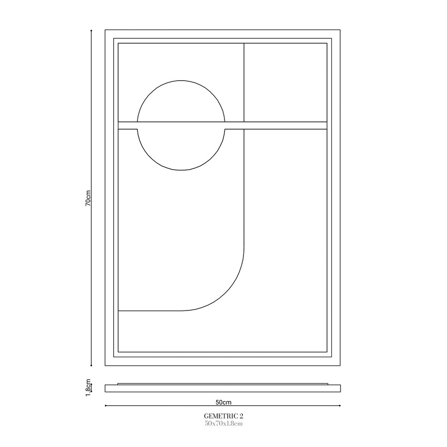Obraz 3D 50x70cm Geometric II – Dekoracja Ścienna z Tynku Naturalnego, Natural Cream Minimalistyczny Relief