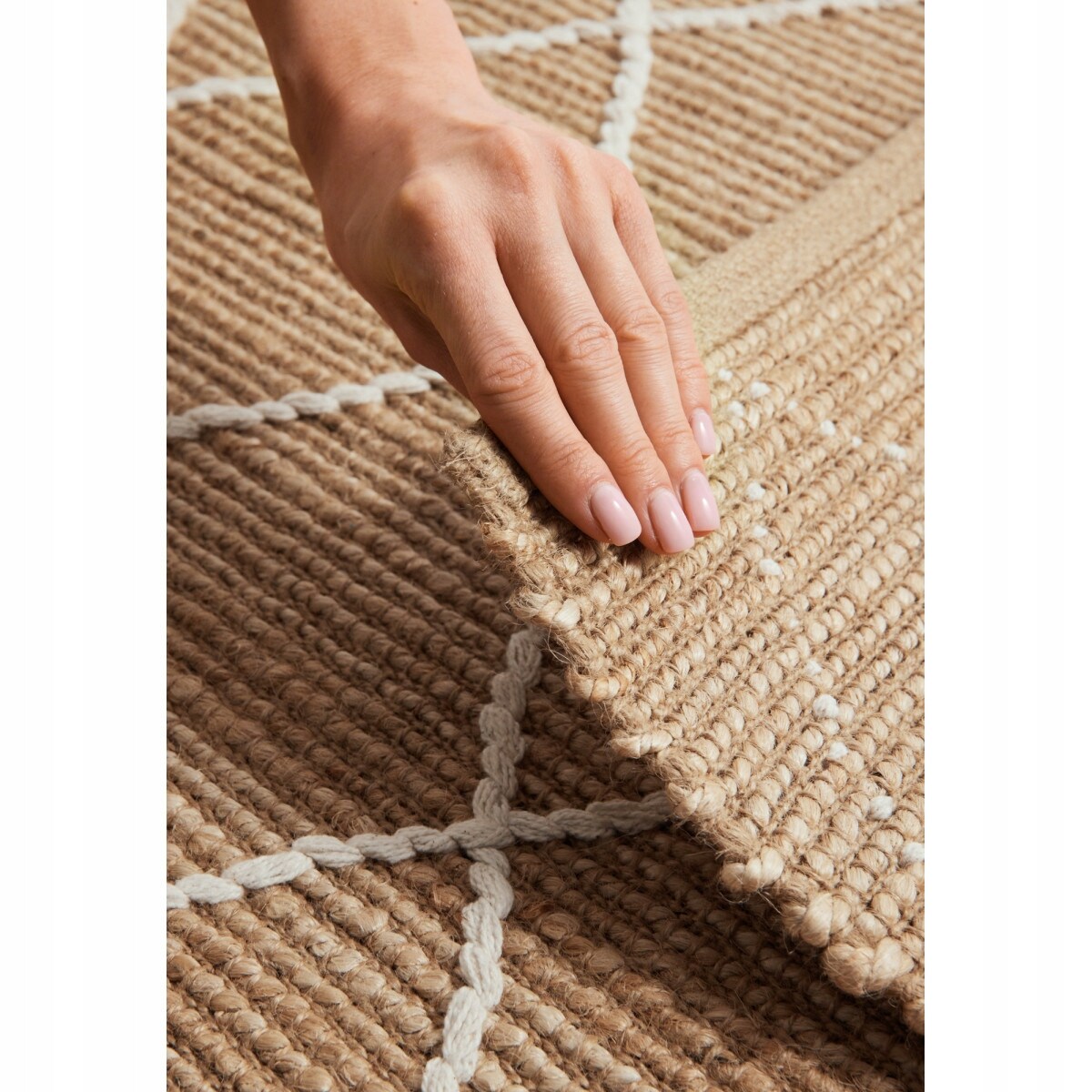 Dywan jutowy boho do salonu 160x230cm, naturalny beżowy dywan z juty