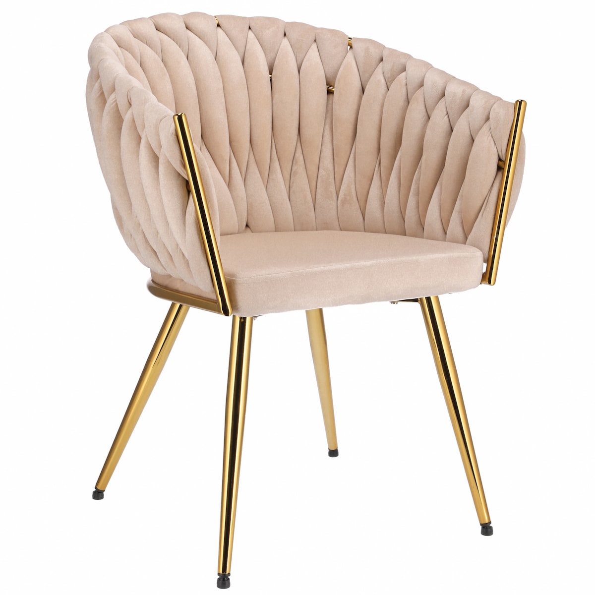 Krzesło welurowe eleganckie MOLTO beżowe tapicerowane