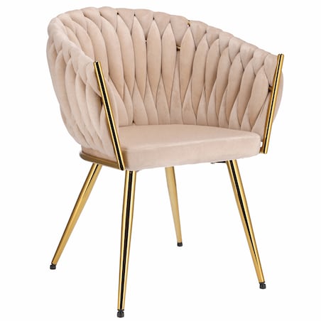 Krzesło welurowe eleganckie MOLTO beżowe tapicerowane