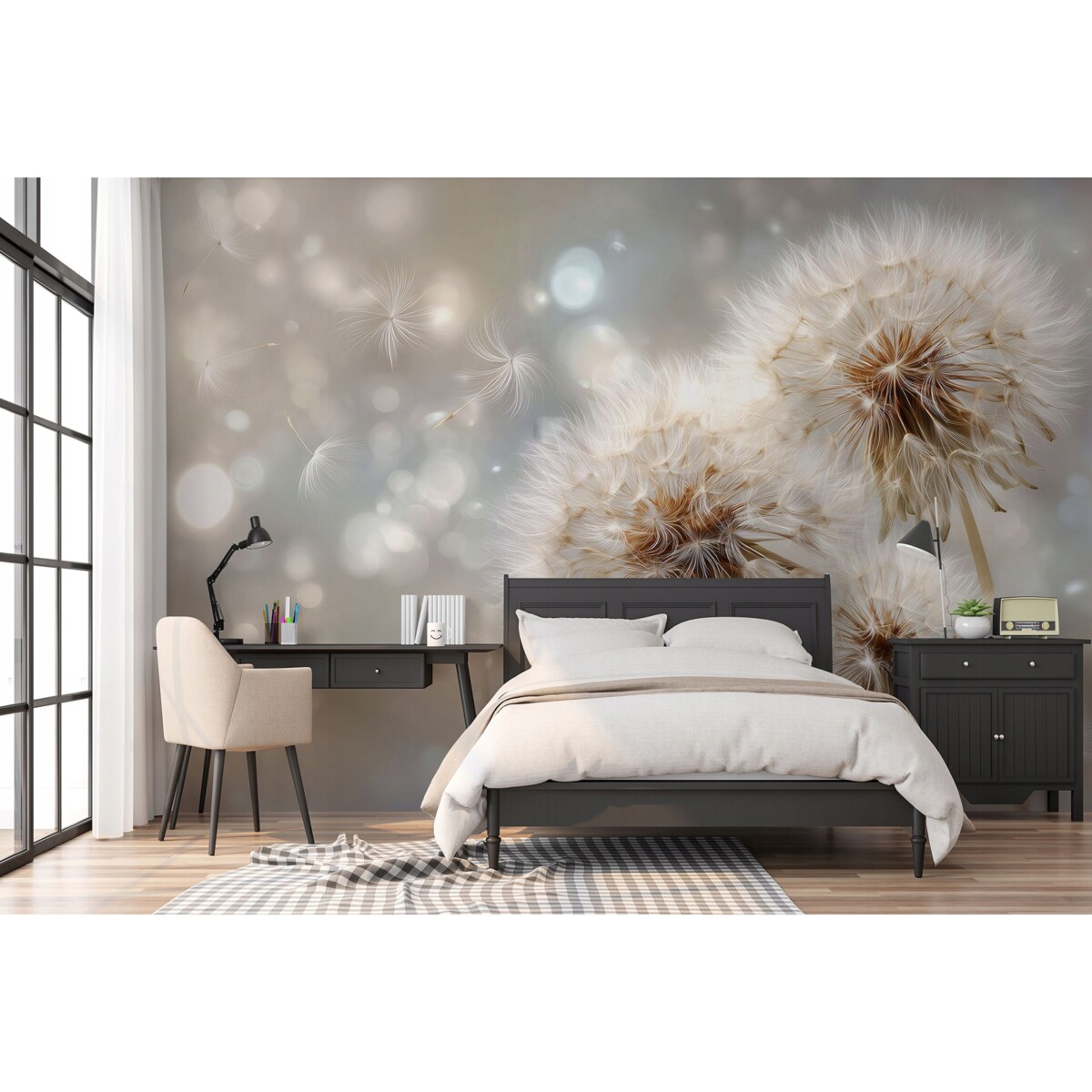 Fototapeta Do Sypialni Salonu Na Flizelinie Dmuchawce Abstrakcja Beżowy 350x250