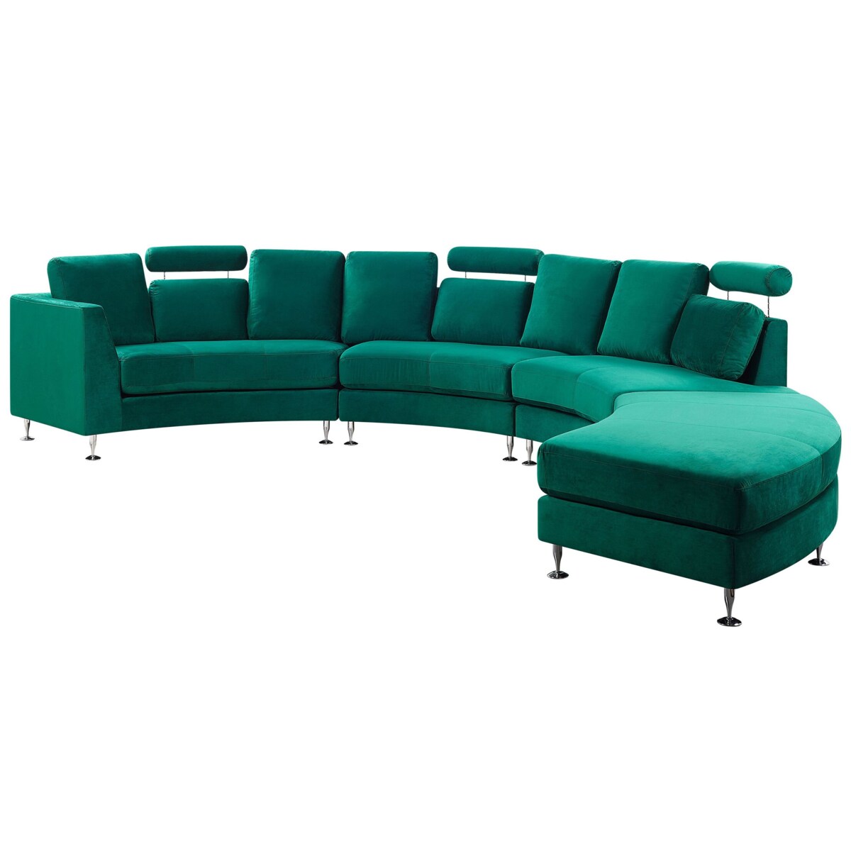 Sofa półokrągła 7-osobowa modułowa welurowa zielona ROTUNDE