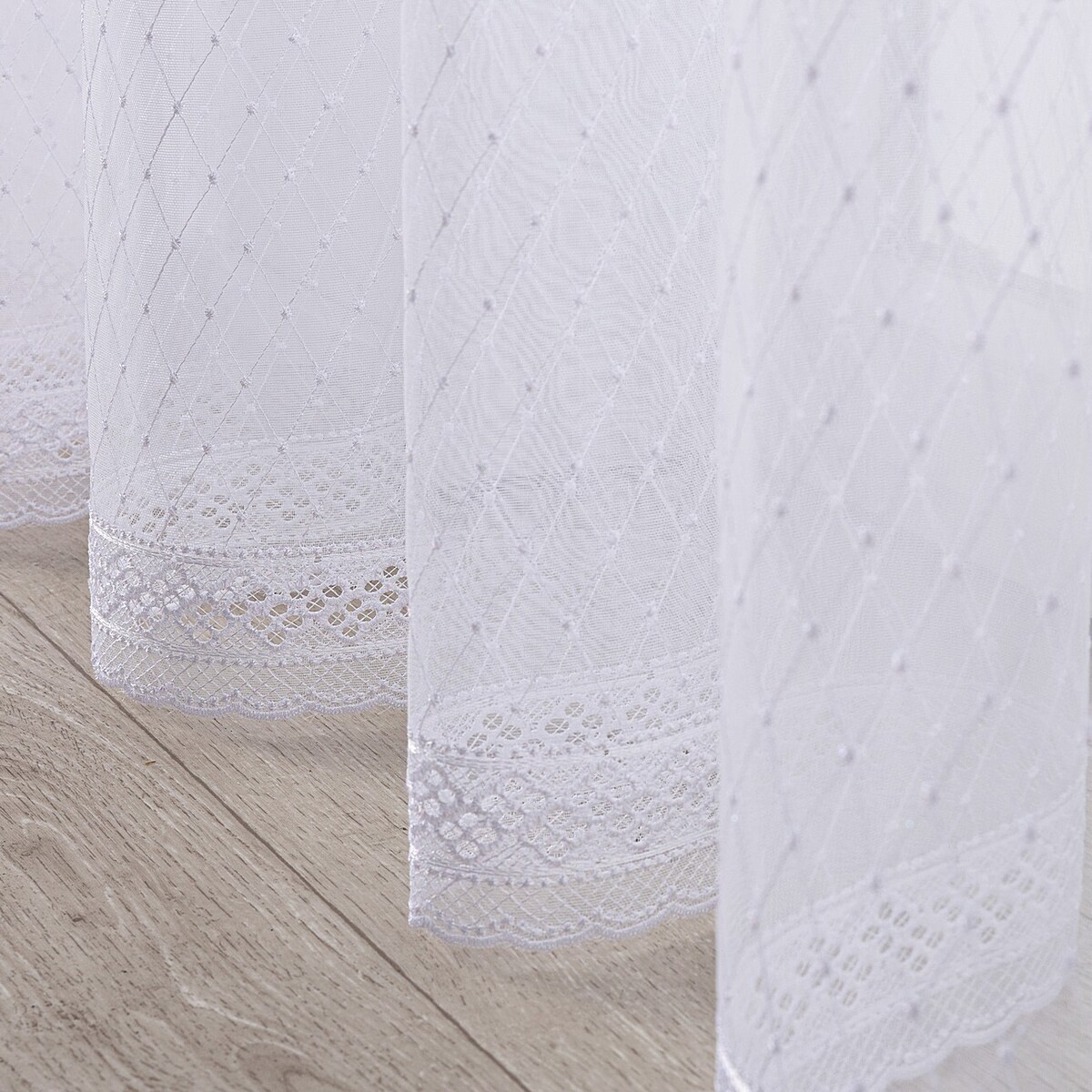 Firana na taśmie wave 300x265 biały ze wzorem