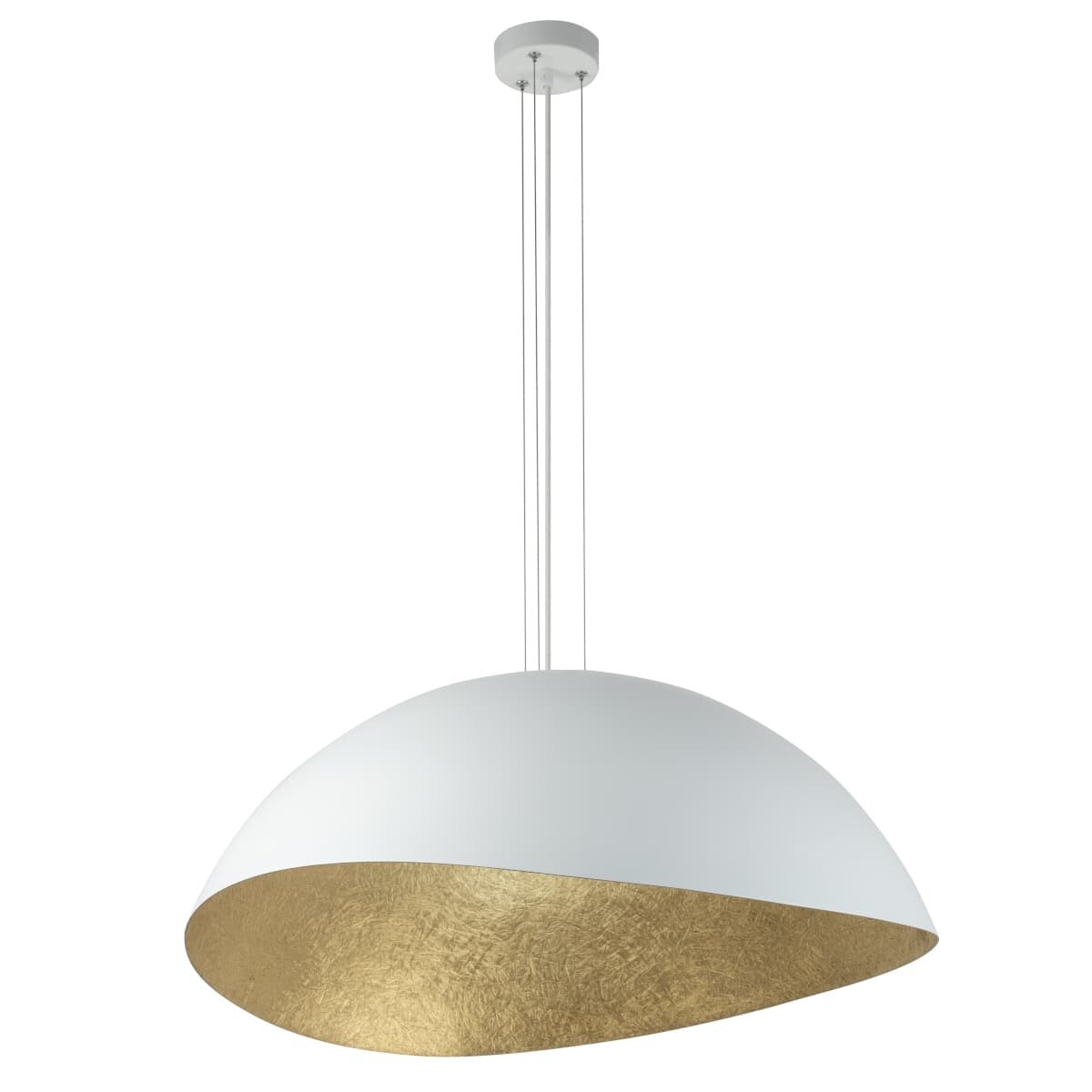 Wisząca kopuła do salonu SOLARIS 40615 żywicowa biała złota, Sigma