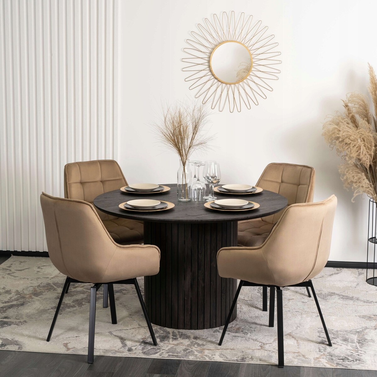 Krzesło Tapicerowane Do Jadalni Kuchni Salonu Obrotowe 360 Beżowe LUNA