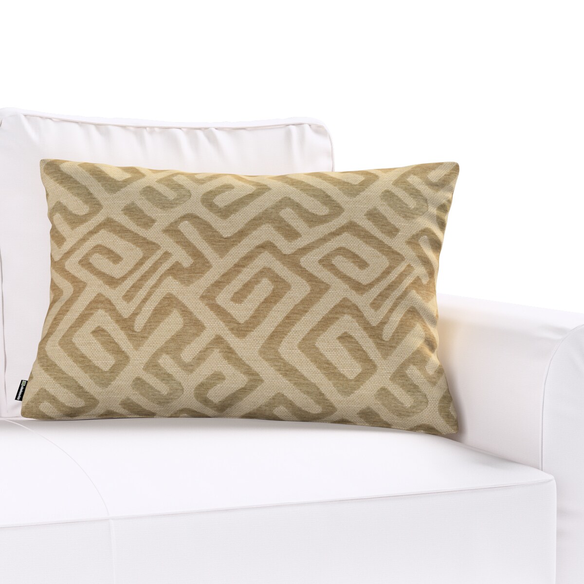 Poszewka Kinga na poduszkę prostokątną 47x28 kawowe wzory na beżowym tle