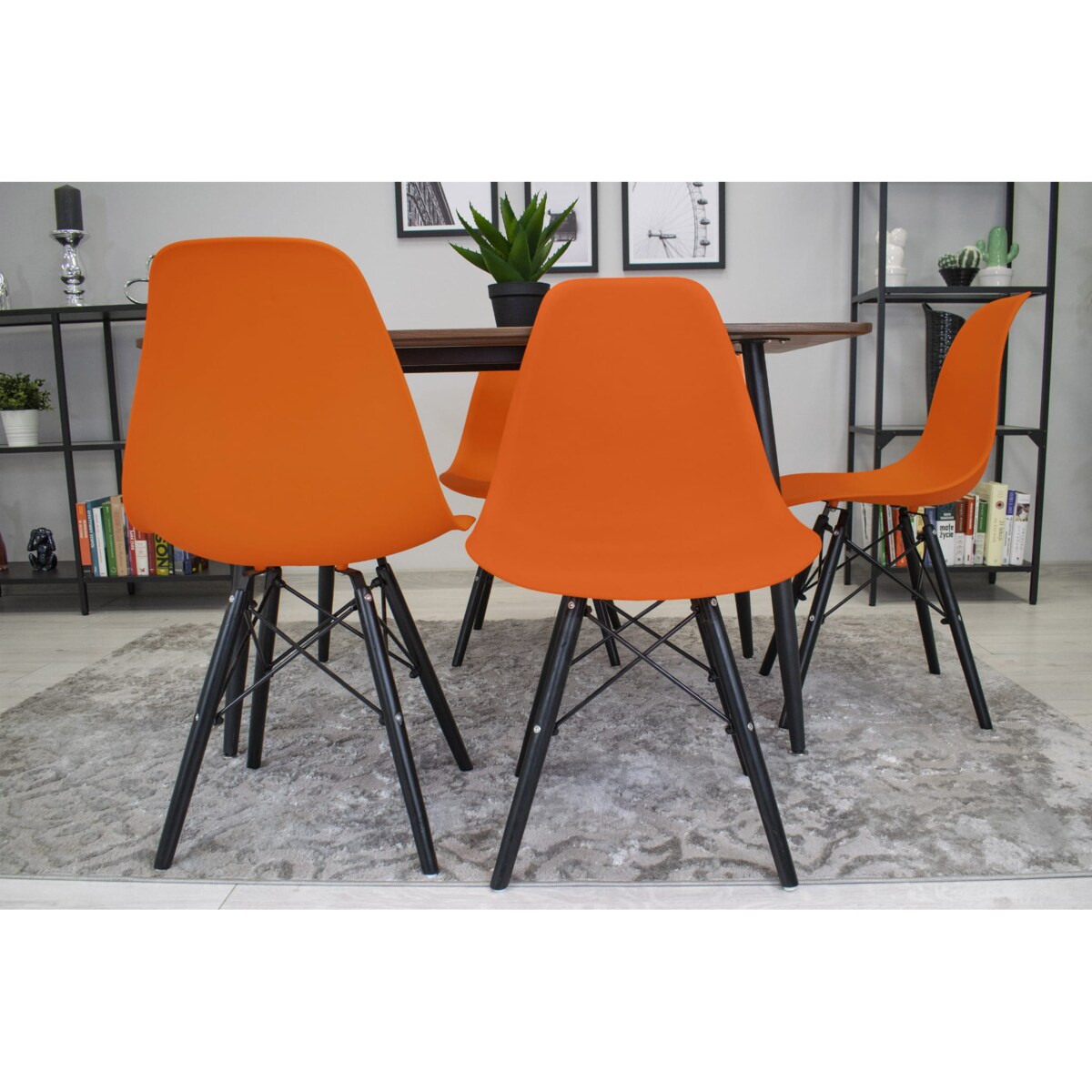 Krzesło Do Jadalni Kuchni Salonu Osaka Pomarańcz / Nogi Czarne