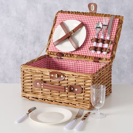 Kosz Piknikowy Koszyk Wiklinowy Termotorba sztućce Zastawa Zestaw Duży