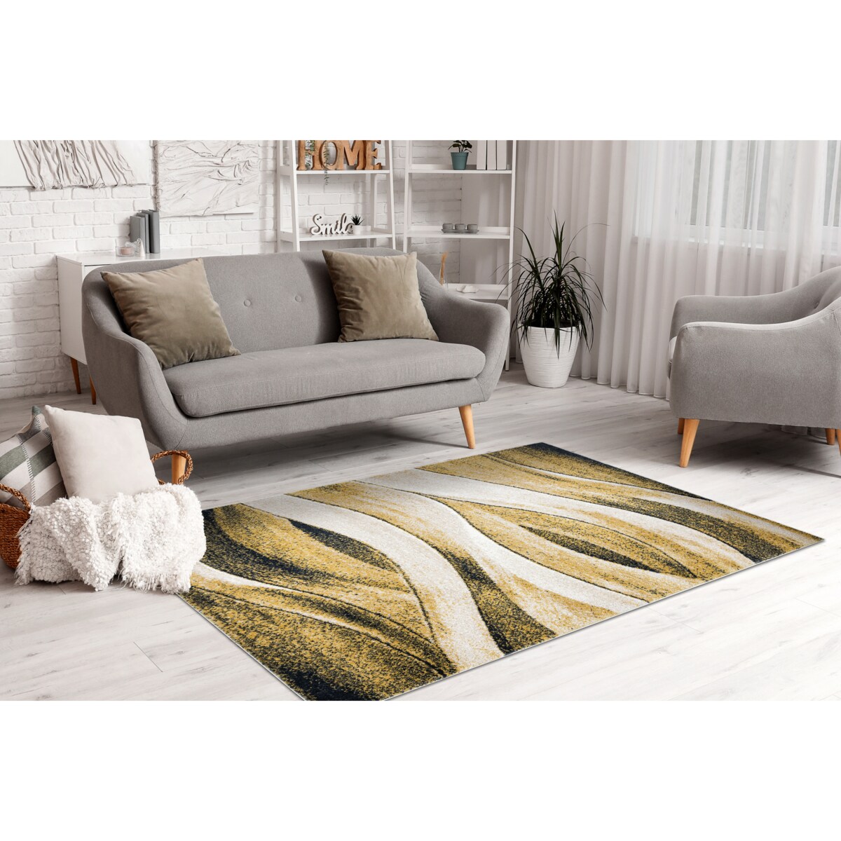 Dywan FUSION 1617 żółty / krem - Fale, 200x290 cm