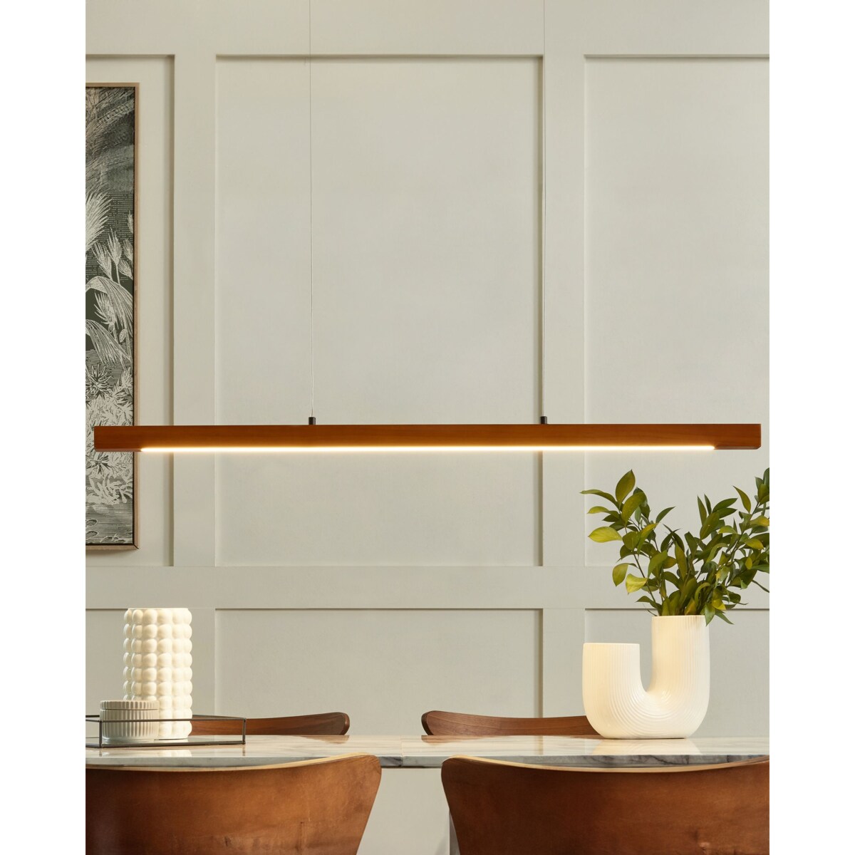 Lampa wisząca LED ze ściemniaczem drewniana ciemna STEWARTS