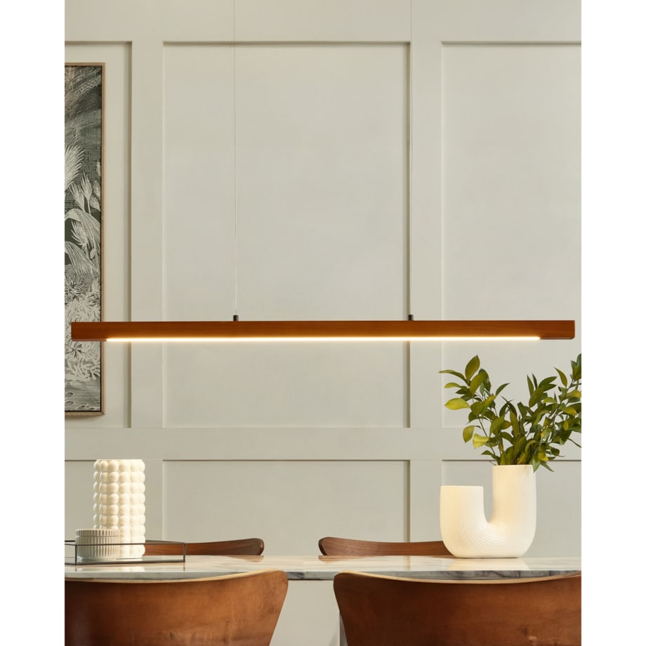 Lampa wisząca LED ze ściemniaczem drewniana ciemna STEWARTS