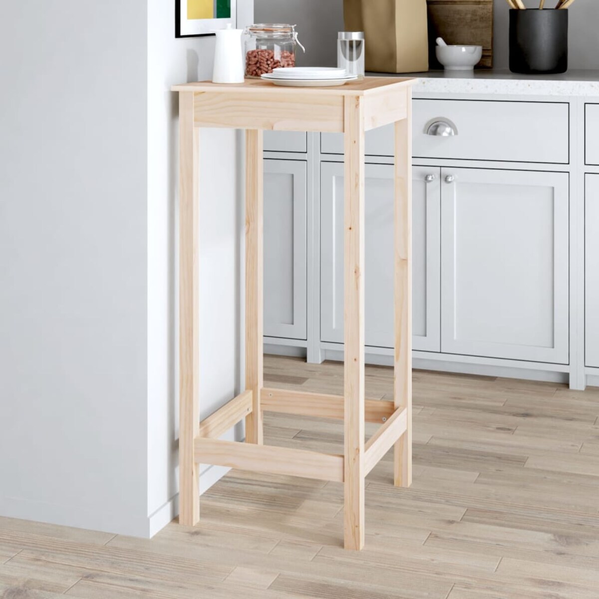 vidaXL Stolik barowy, 50x50x110 cm, lite drewno sosnowe