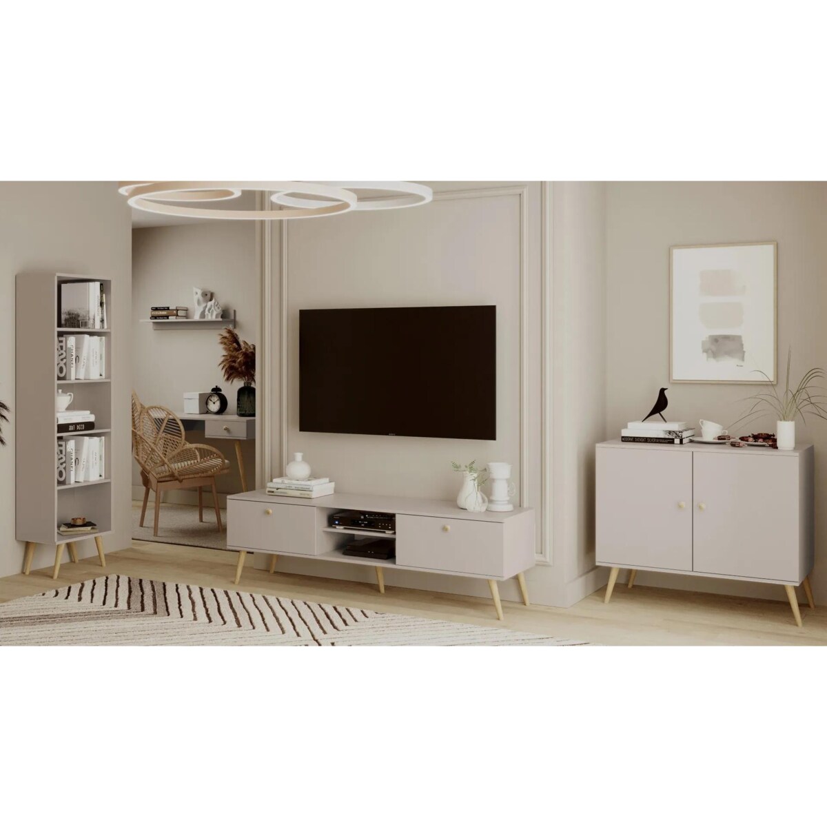 Komoda LEBEL z drzwiczkami 100cm kaszmirowa