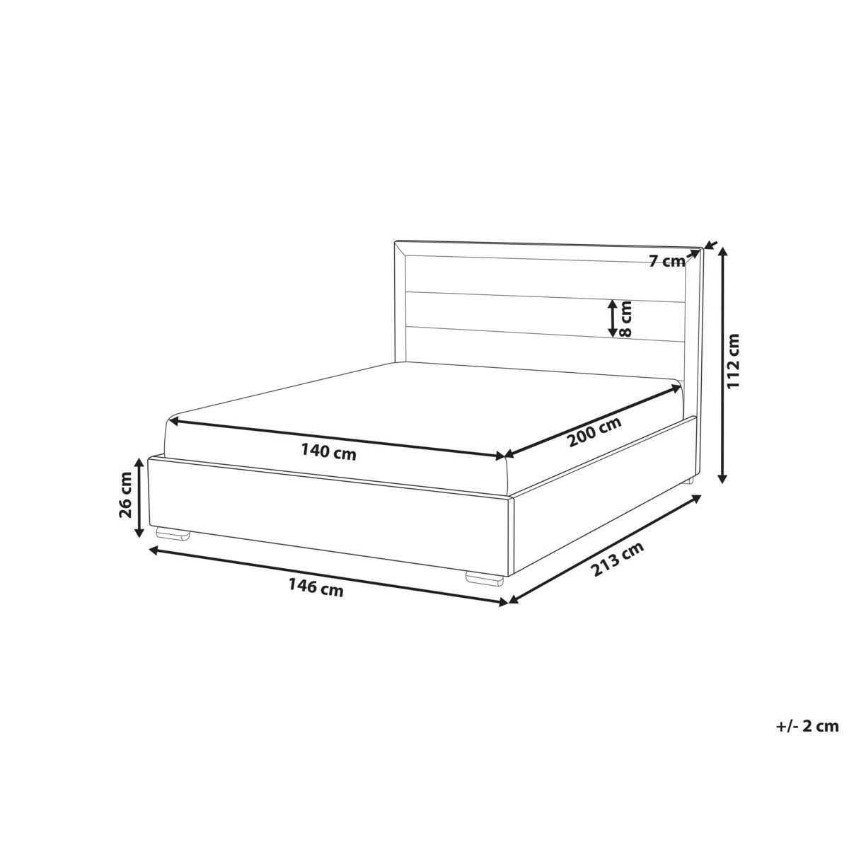 Łóżko Welur ROUEN 140 x 200 cm Ciemnoszary