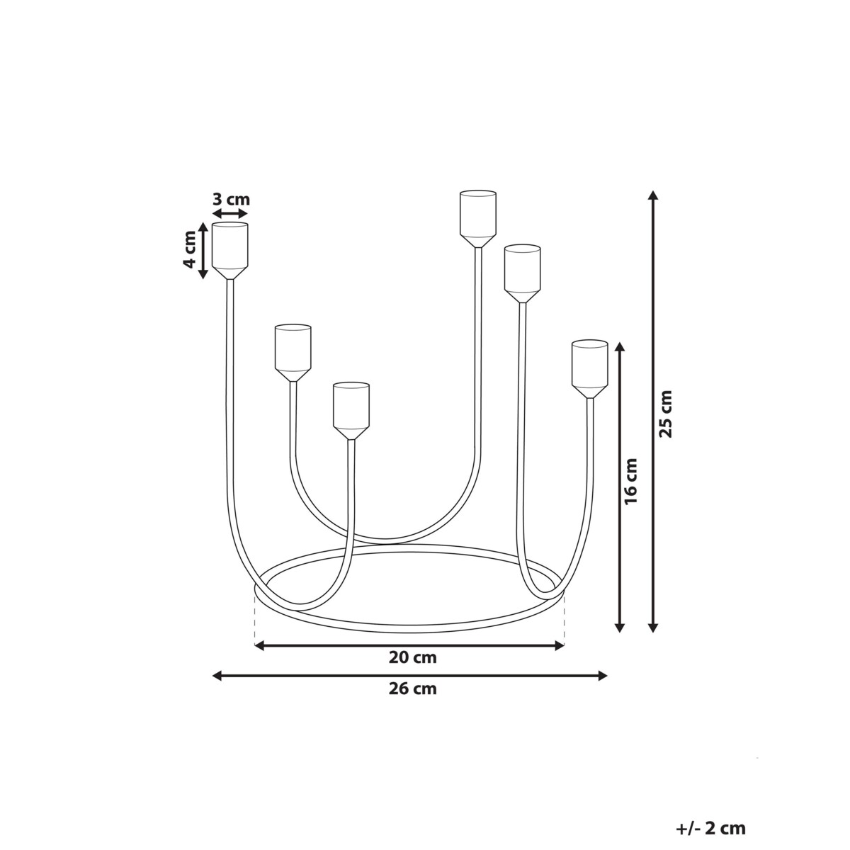Świecznik metalowy 25 cm czarny PANAY