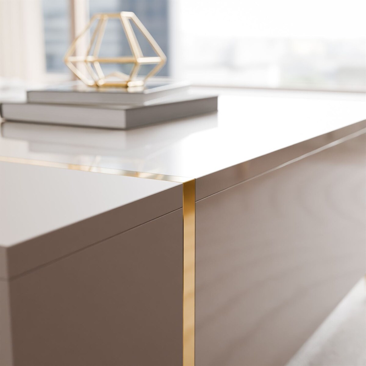 Ława ONYX kaszmir na złotych nóżkach wysoki połysk