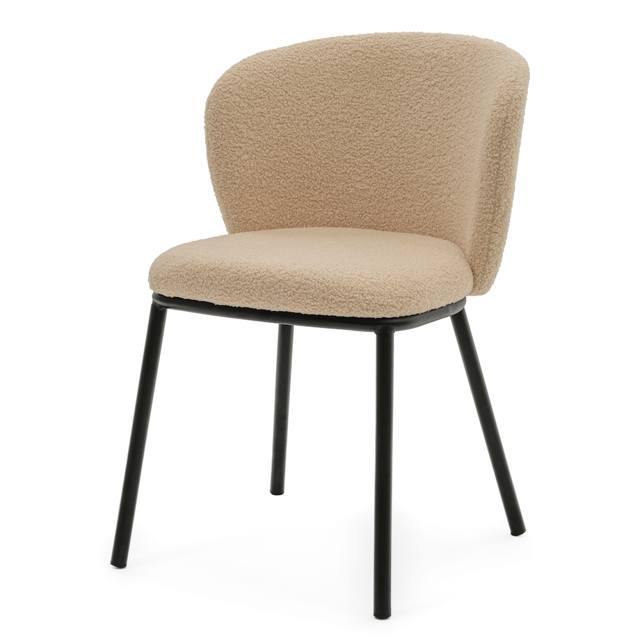 KRZESŁO TAPICEROWANE DO SALONU GLAMOUR TKANINA BOUCLE TEDDY BEŻOWE BARI