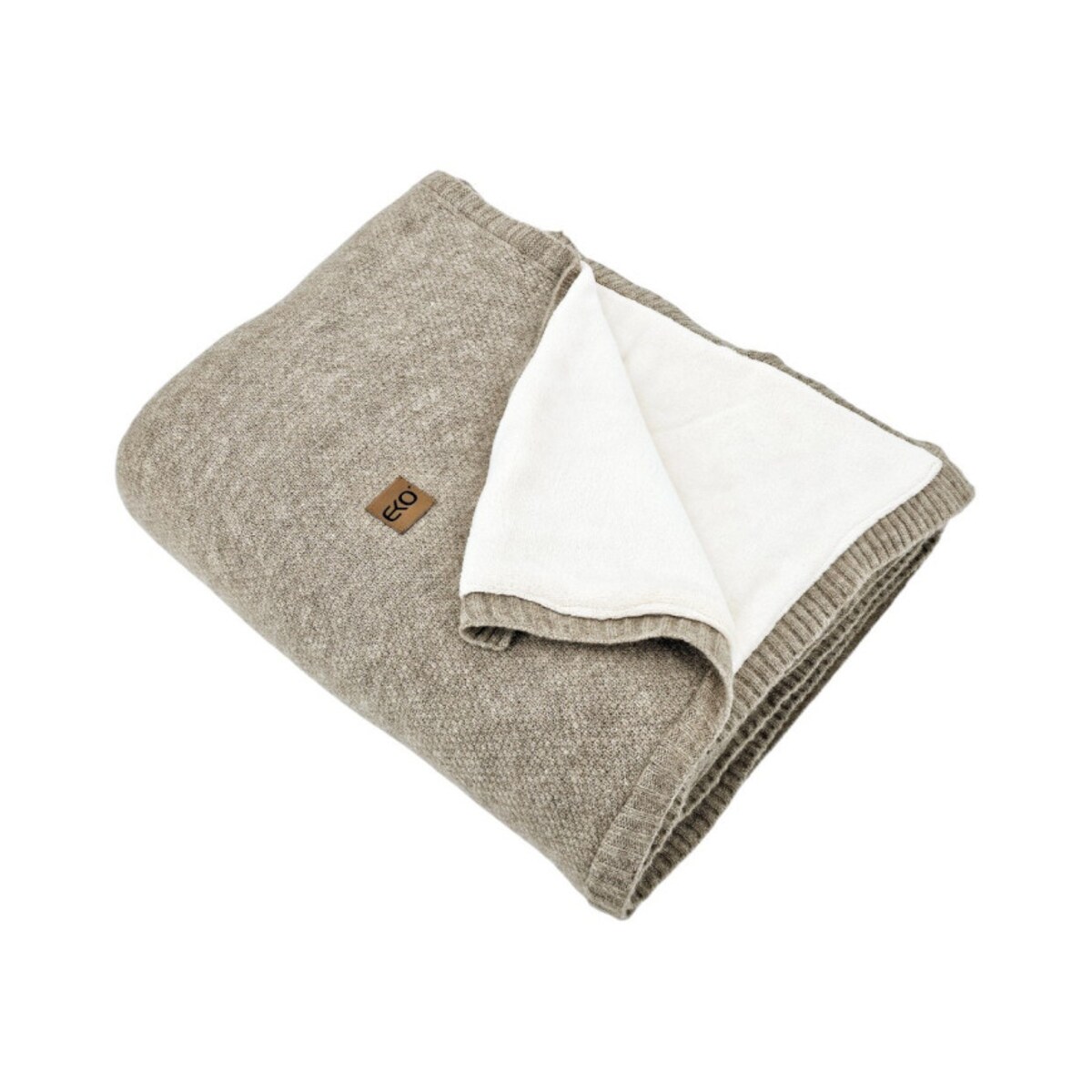 Koc dzianinowy z podszyciem futerkowym 150x200 cm – MILANO DUO TAUPE