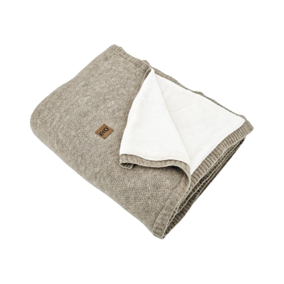 Koc dzianinowy z podszyciem futerkowym 150x200 cm – MILANO DUO TAUPE