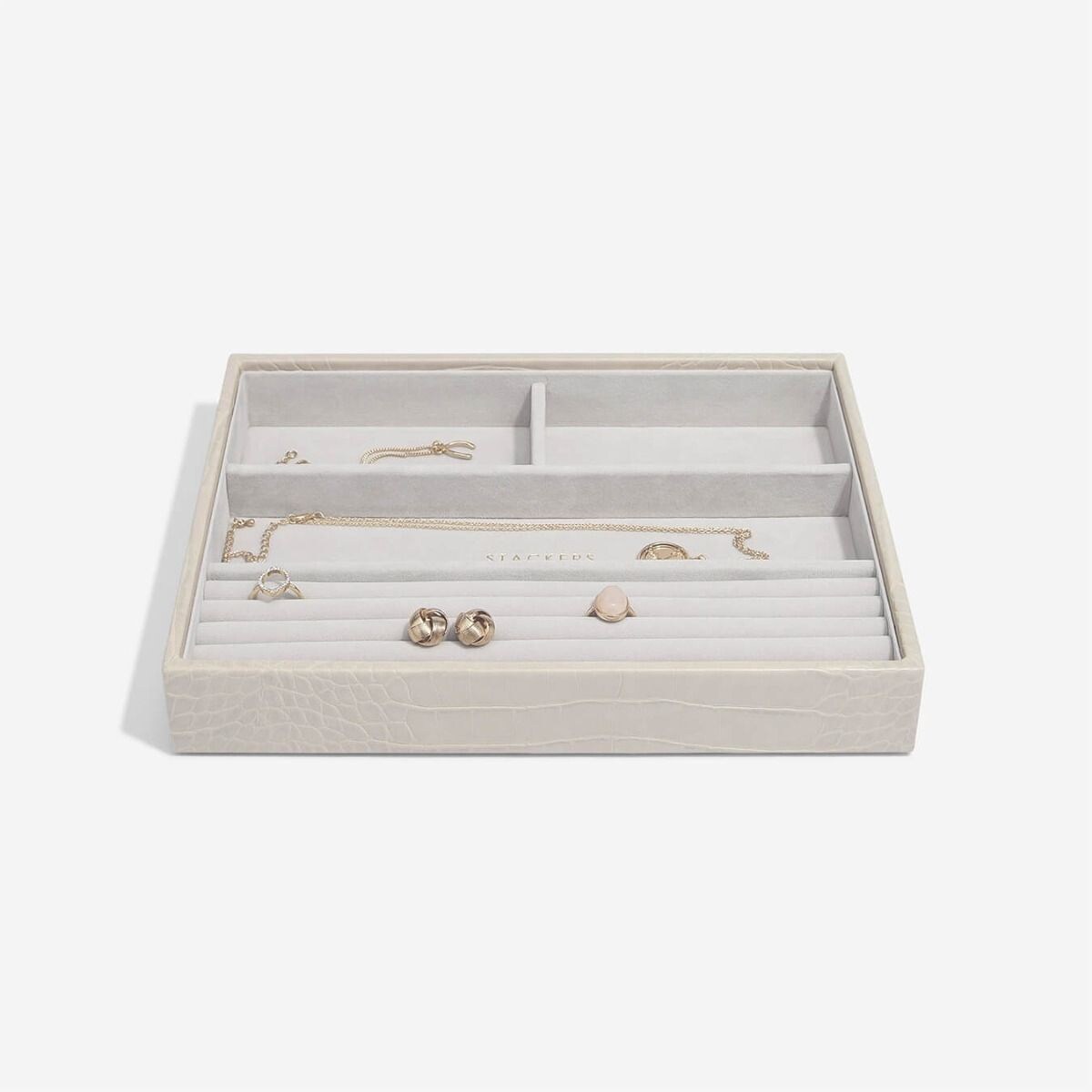 Szkatułka na biżuterię Stackers Croc 4 komorowa classic putty