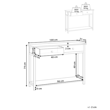 Konsola 2 szuflady 100 cm jasne drewno SALTON