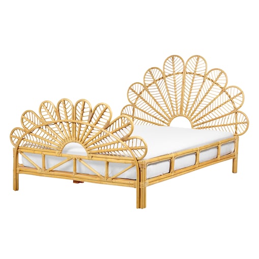 Łóżko Rattan FLORENTINE 140 x 200 cm Jasnobrązowy