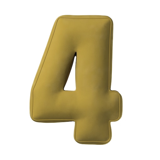 Poduszka Cyferka 4, oliwkowy zielony, 28 x 40 cm, Posh Velvet