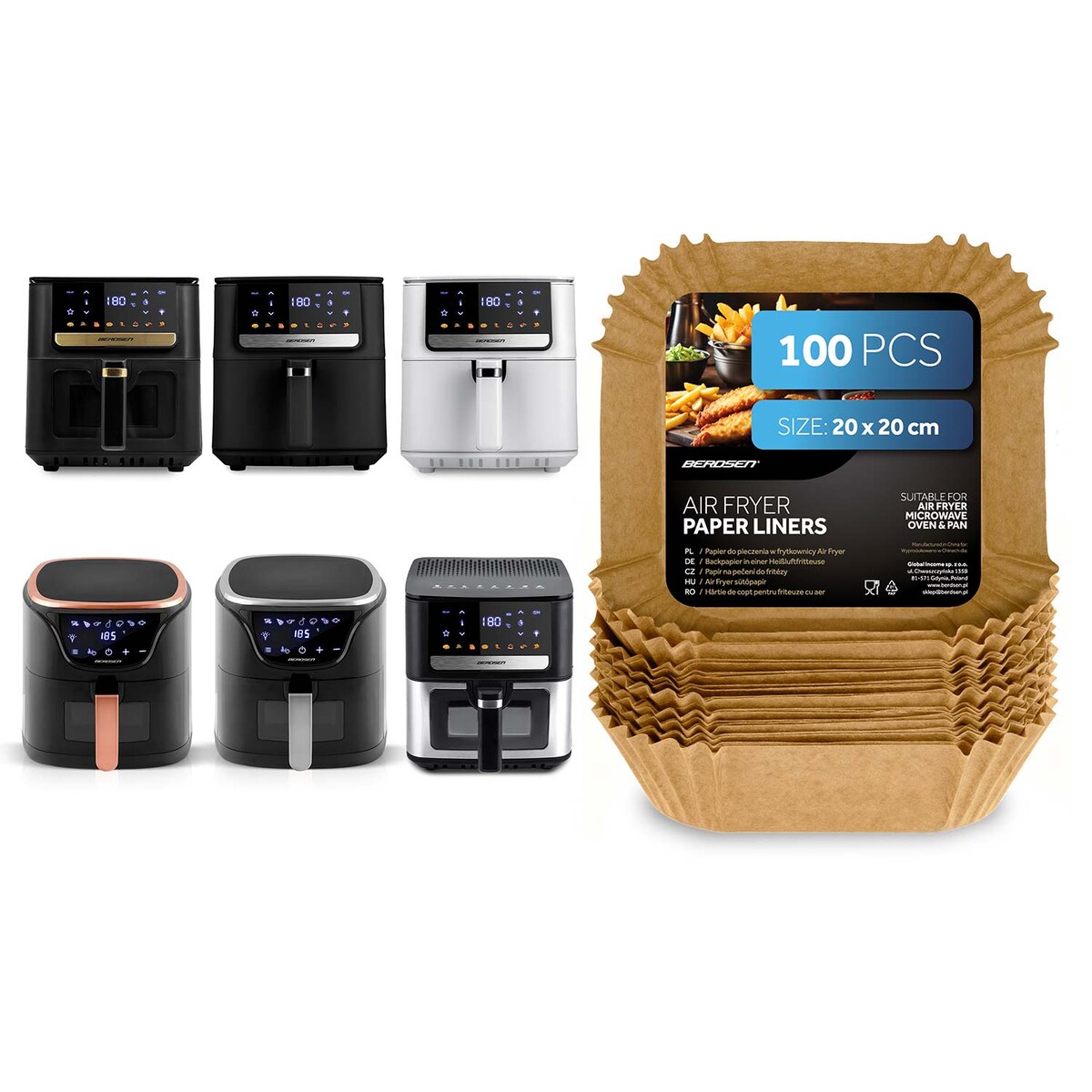 Papier do pieczenia Berdsen wkładki do frytkownicy 100 szt. 20 cm 364905