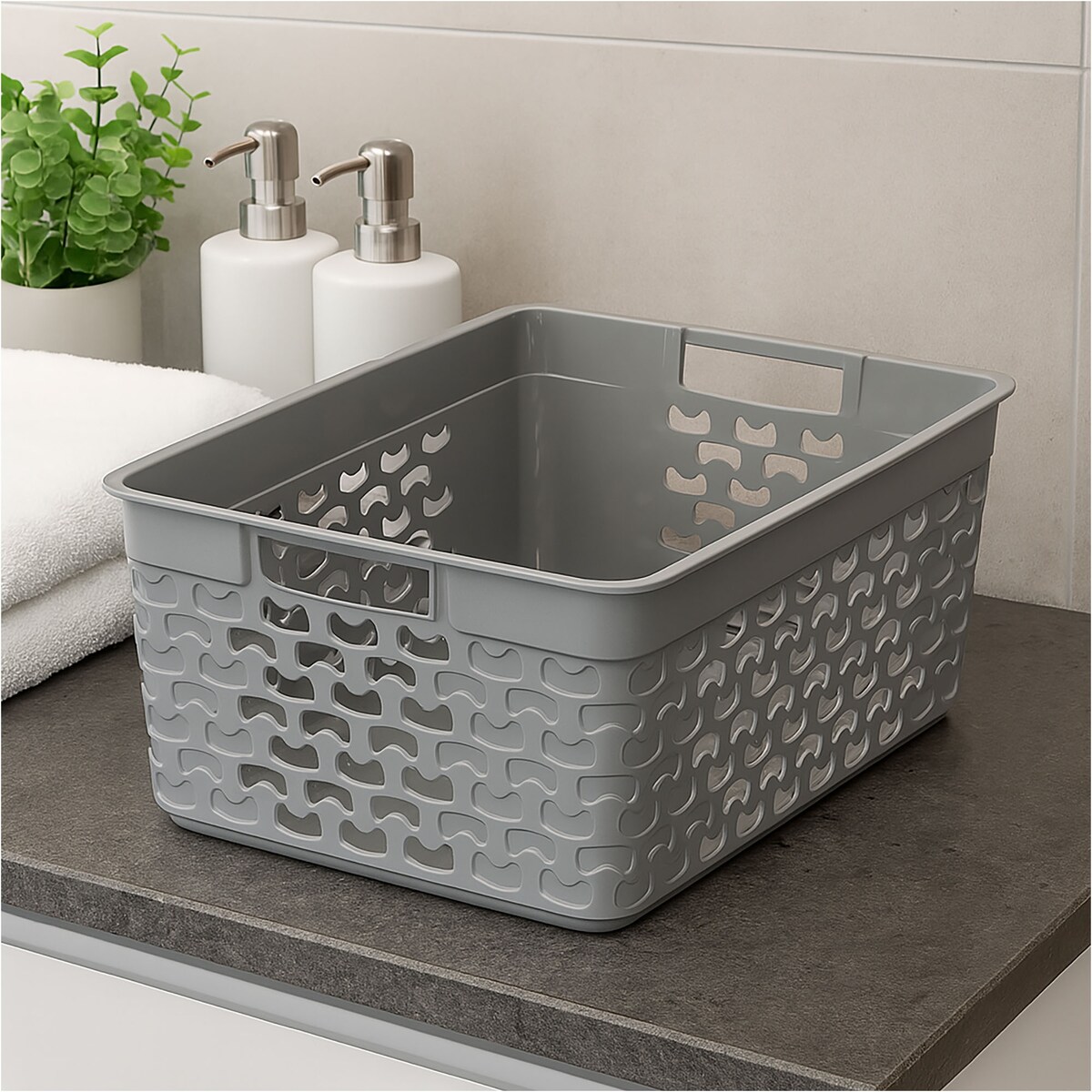 Koszyk Ażurowy Koszyczek Pudełko Organizer Jasnoszary